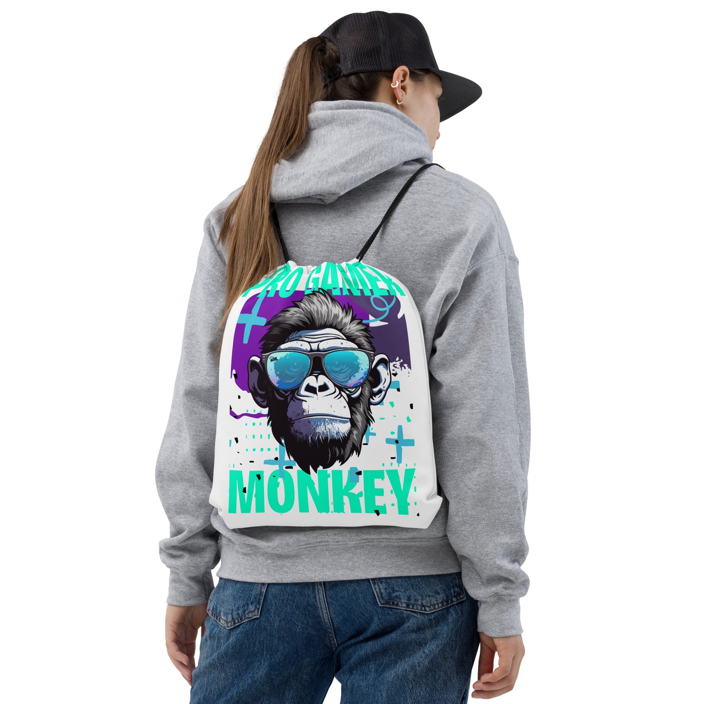 Pro Gamer Monkey Drawstring bag