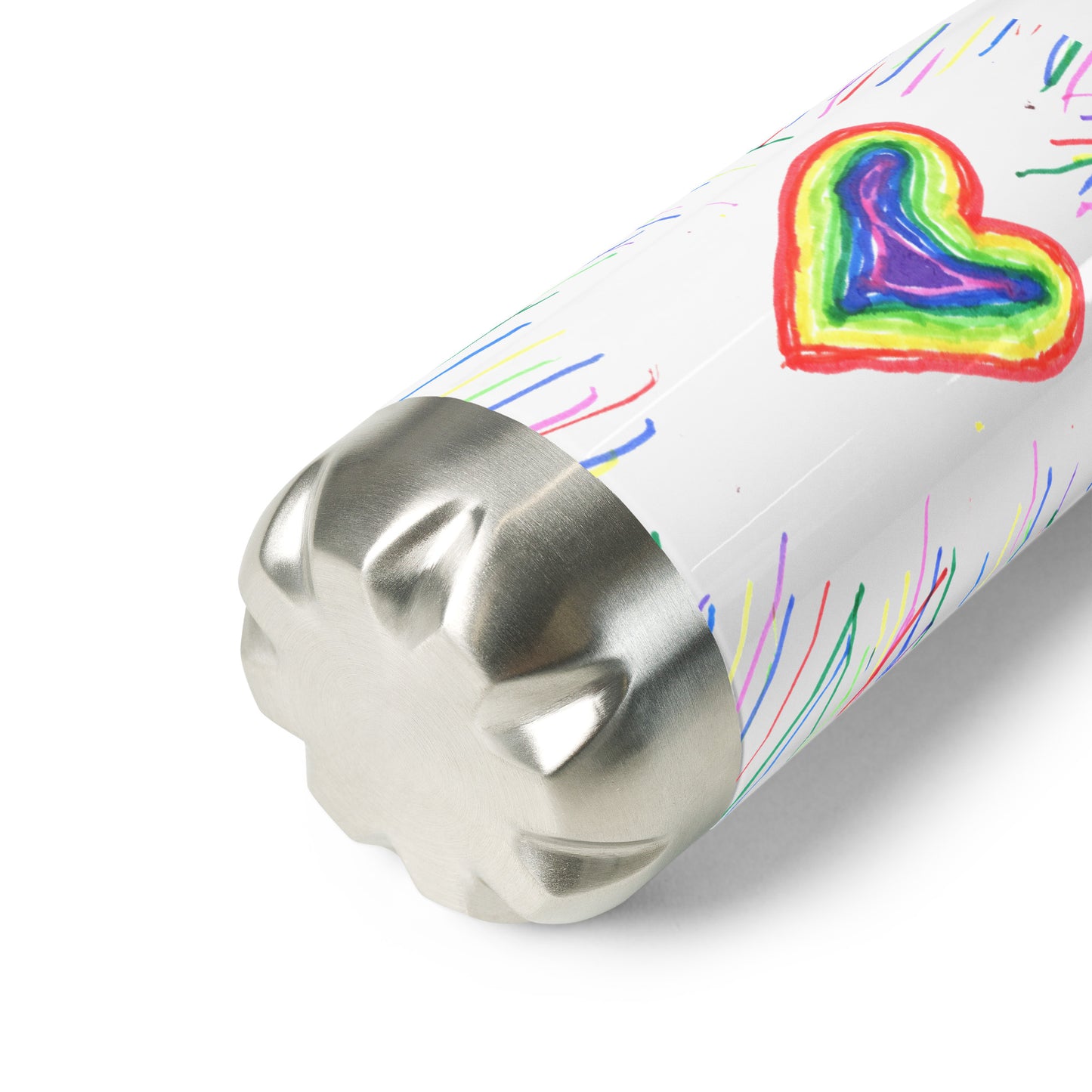 Stainless steel water bottle: exploding colour heart.