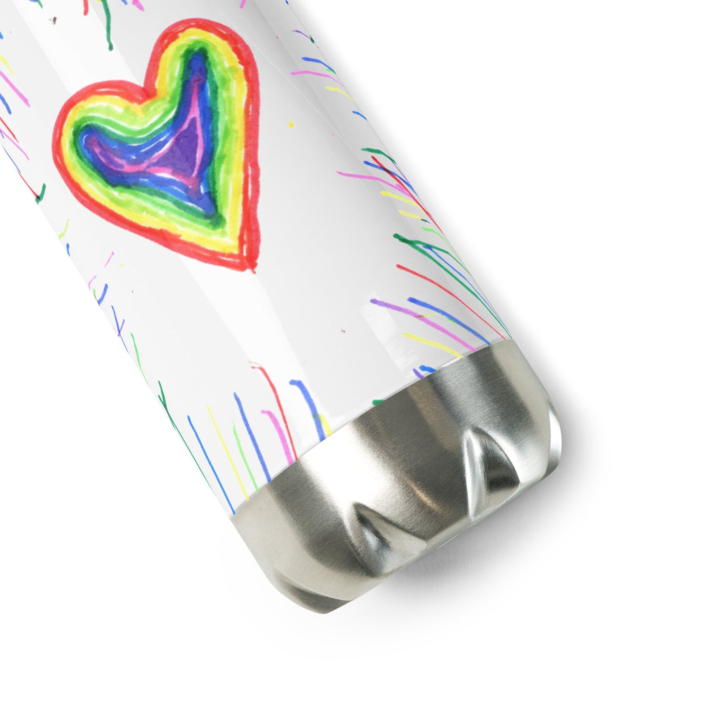 Stainless steel water bottle: exploding colour heart.